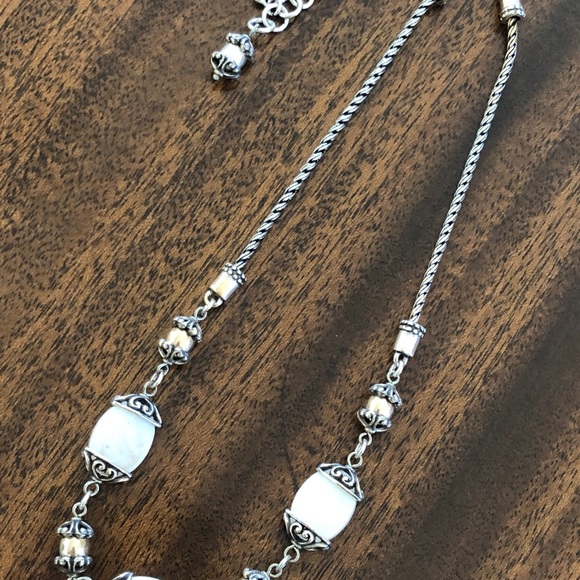 BRIGHTON  two tone faceted Mother of Pearl vintage retired NECKLACE - Picture 12 of 16
